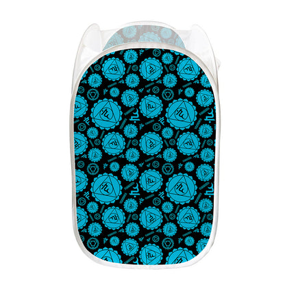 Vishuddha Chakra Pattern Print Mesh Laundry Hamper