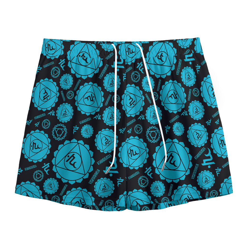 Vishuddha Chakra Pattern Print Mesh Shorts
