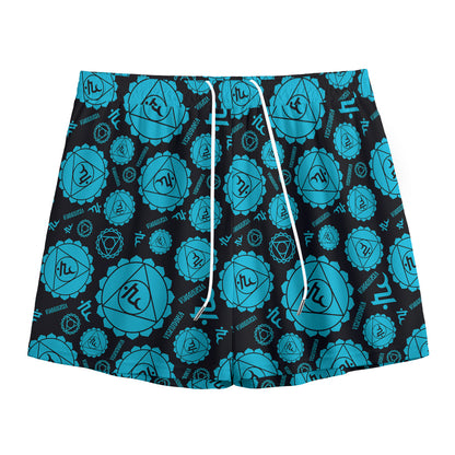 Vishuddha Chakra Pattern Print Mesh Shorts