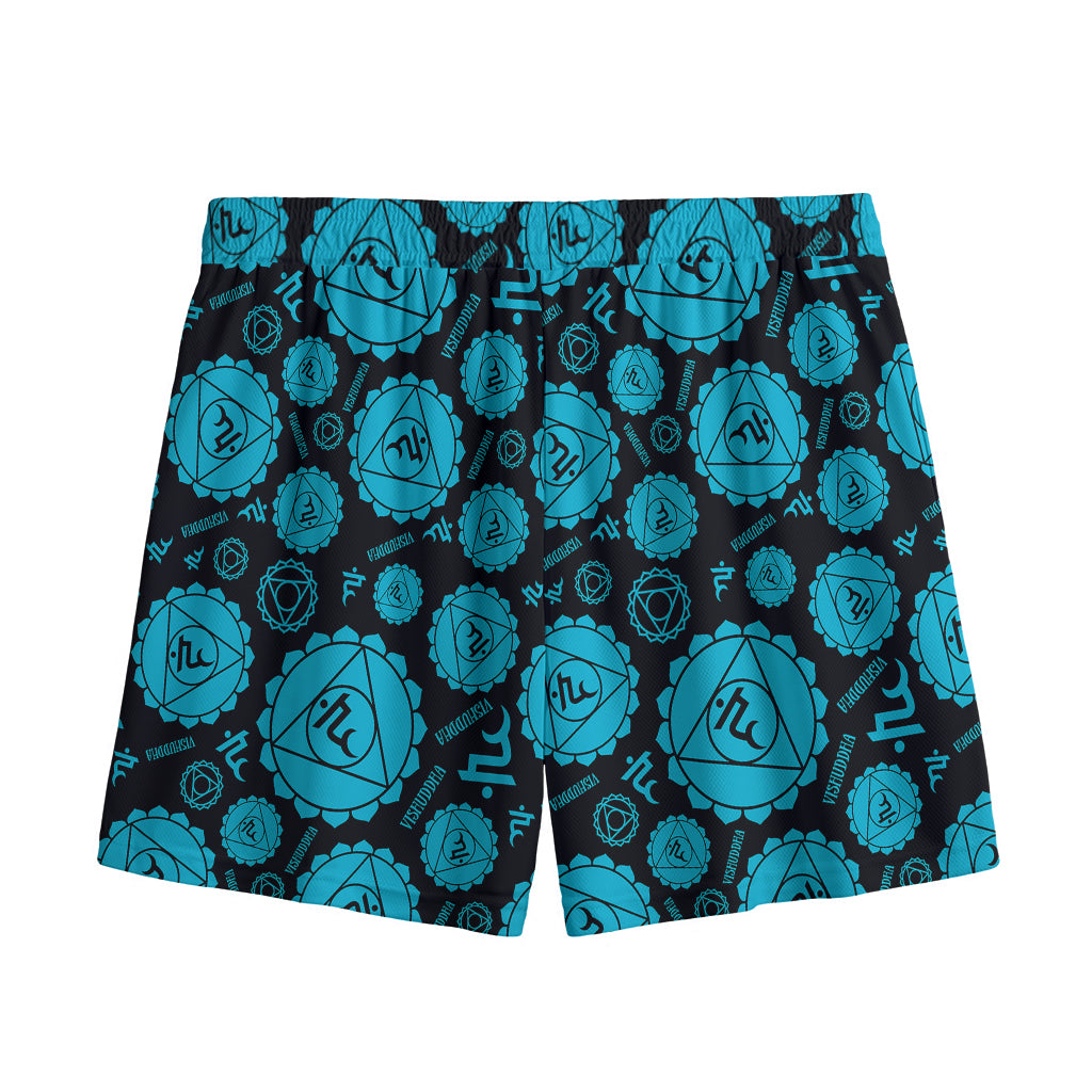 Vishuddha Chakra Pattern Print Mesh Shorts