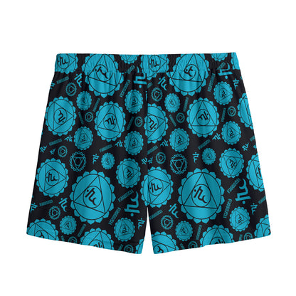 Vishuddha Chakra Pattern Print Mesh Shorts