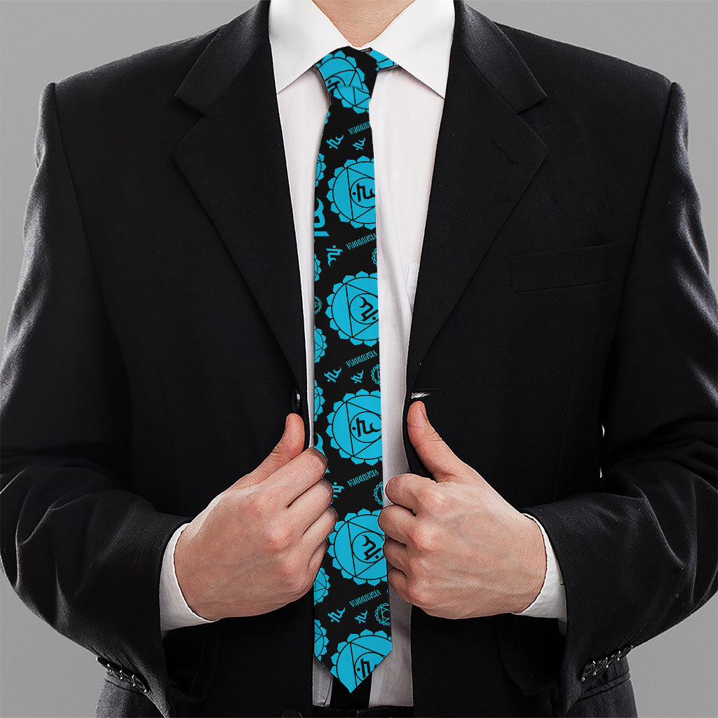 Vishuddha Chakra Pattern Print Necktie
