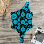 Vishuddha Chakra Pattern Print One Shoulder Bodysuit