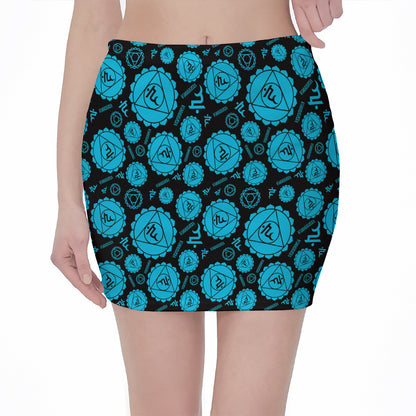 Vishuddha Chakra Pattern Print Pencil Mini Skirt