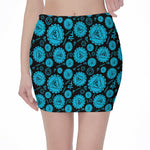Vishuddha Chakra Pattern Print Pencil Mini Skirt