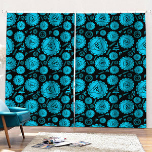 Vishuddha Chakra Pattern Print Pencil Pleat Curtains