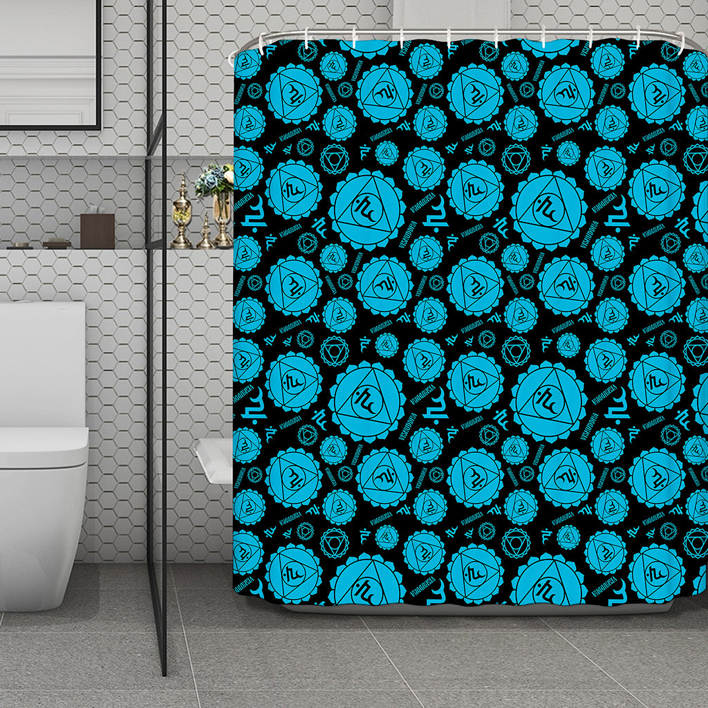 Vishuddha Chakra Pattern Print Polyester Shower Curtain