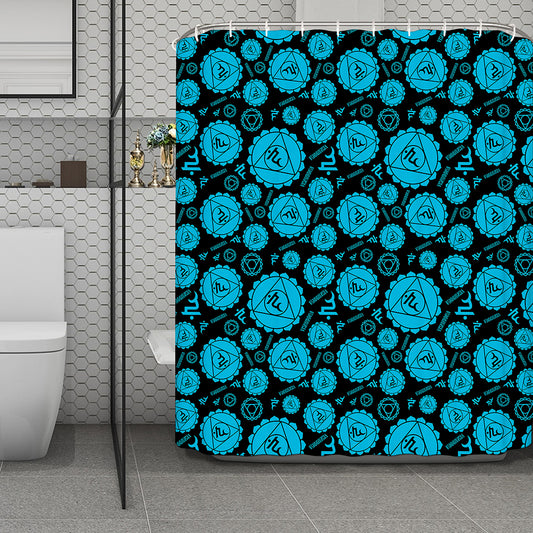 Vishuddha Chakra Pattern Print Polyester Shower Curtain