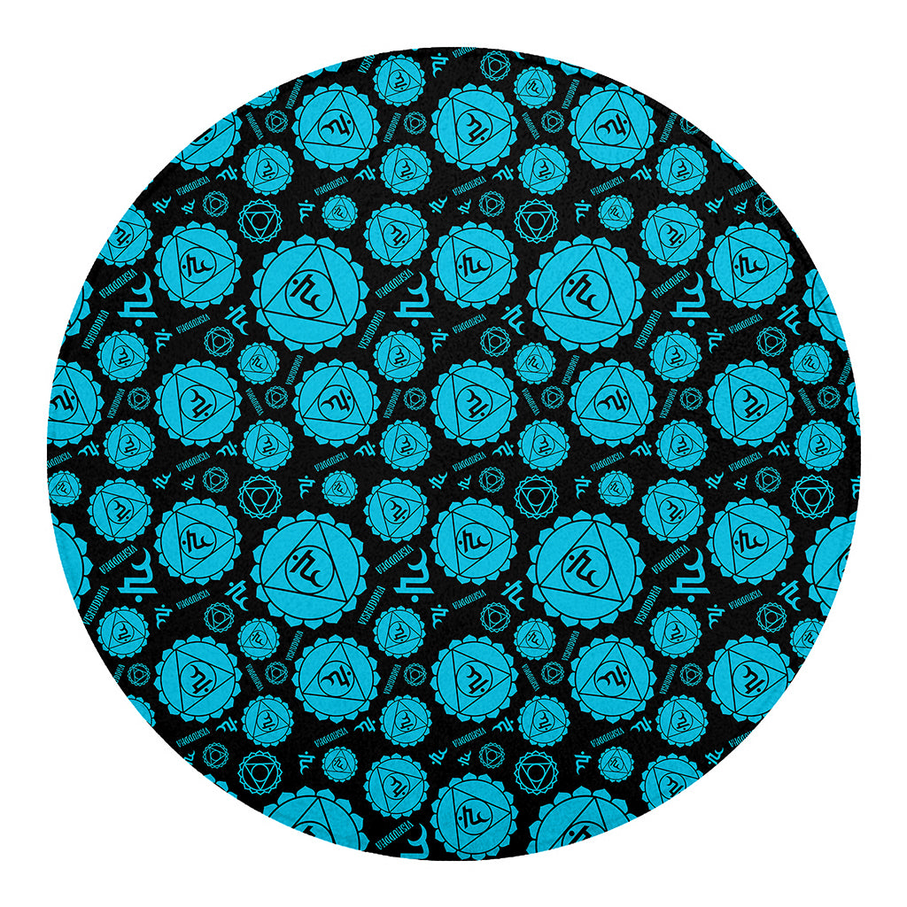 Vishuddha Chakra Pattern Print Round Blanket