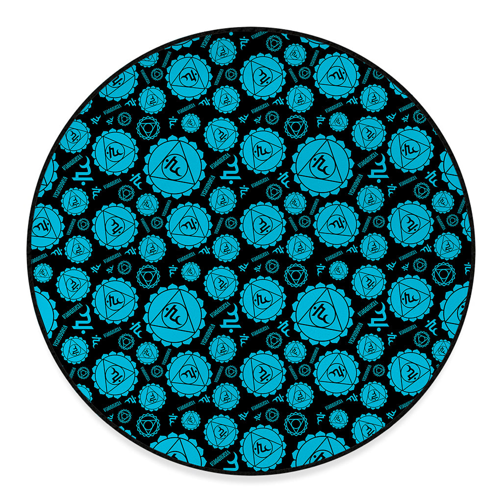 Vishuddha Chakra Pattern Print Round Floor Mat