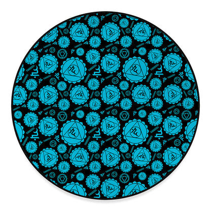 Vishuddha Chakra Pattern Print Round Floor Mat