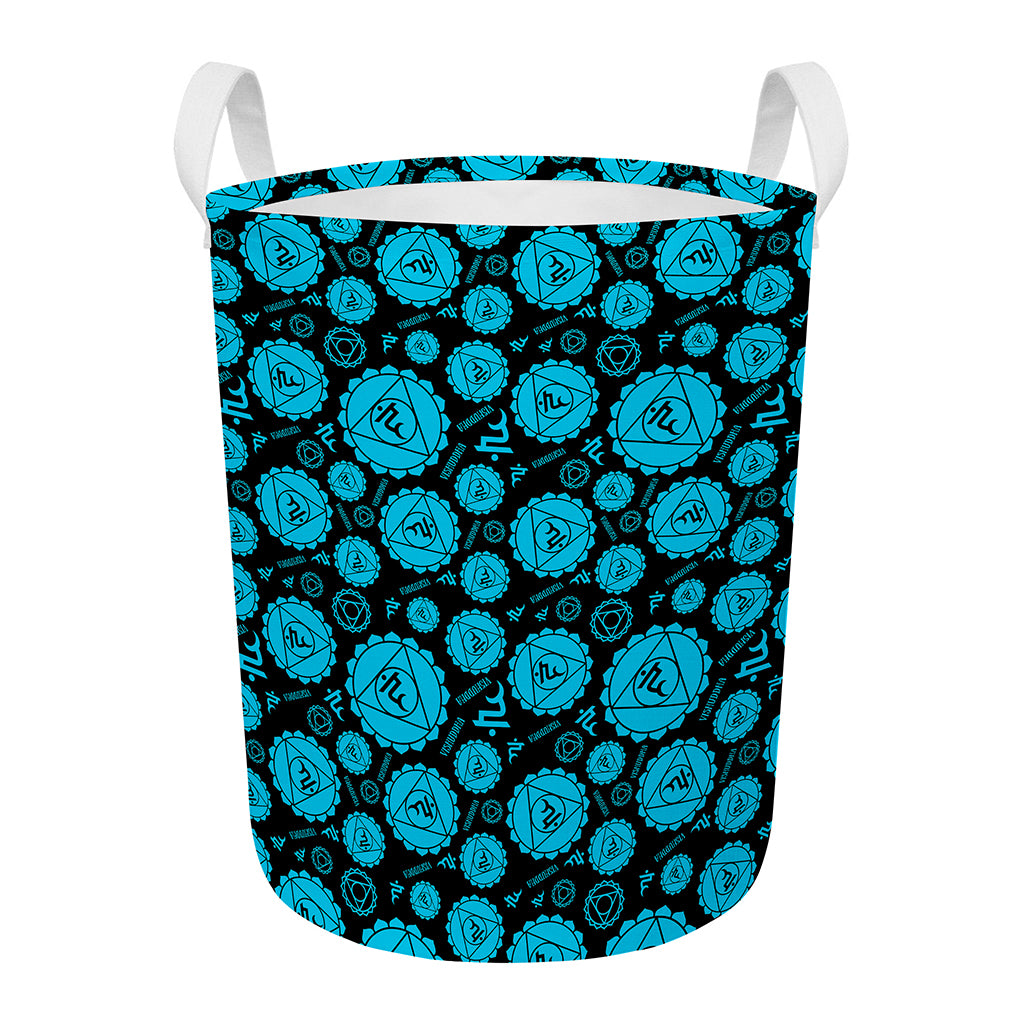 Vishuddha Chakra Pattern Print Round Laundry Basket