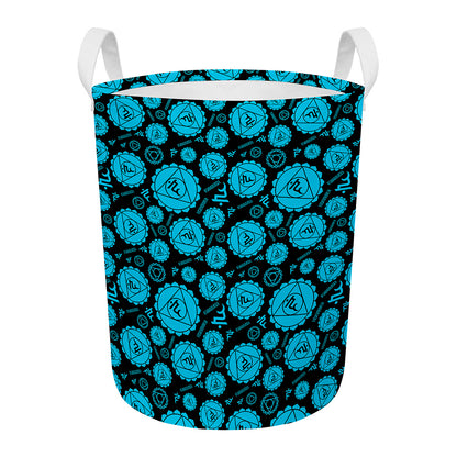 Vishuddha Chakra Pattern Print Round Laundry Basket