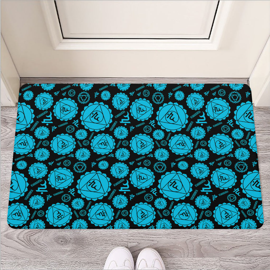 Vishuddha Chakra Pattern Print Rubber Doormat