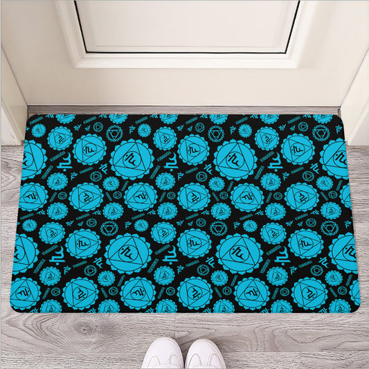Vishuddha Chakra Pattern Print Rubber Doormat