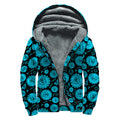 Vishuddha Chakra Pattern Print Sherpa Lined Zip Up Hoodie