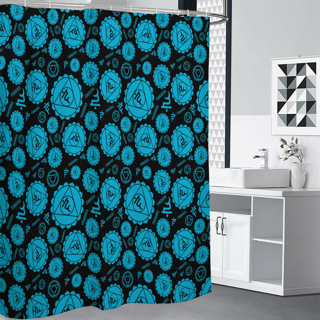 Vishuddha Chakra Pattern Print Shower Curtain