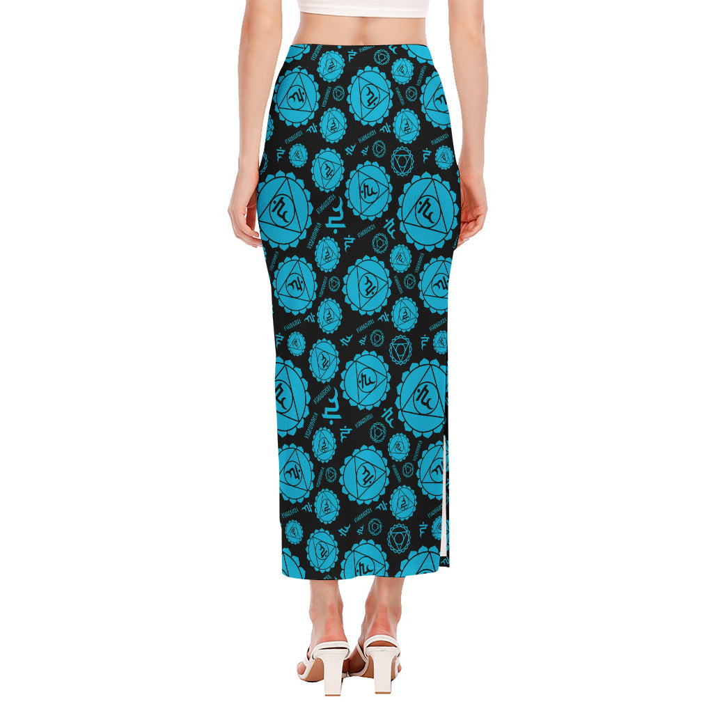 Vishuddha Chakra Pattern Print Side Slit Maxi Skirt