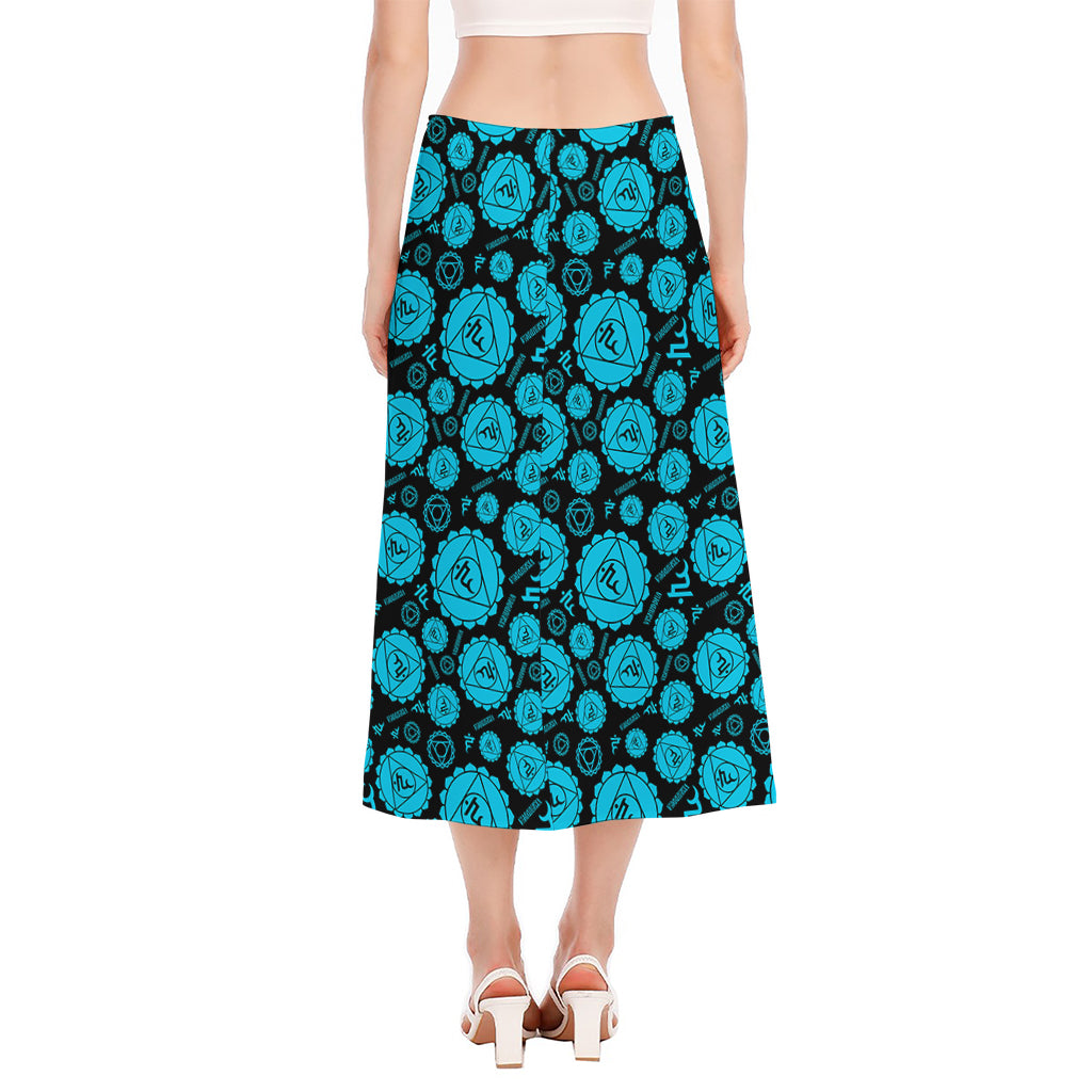 Vishuddha Chakra Pattern Print Side Slit Midi Skirt