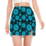 Vishuddha Chakra Pattern Print Side Slit Mini Skirt