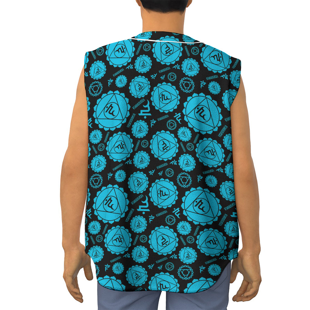Vishuddha Chakra Pattern Print Sleeveless Baseball Jersey