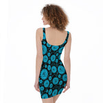 Vishuddha Chakra Pattern Print Sleeveless Bodycon Dress