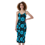 Vishuddha Chakra Pattern Print Slim Fit Midi Cami Dress
