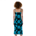Vishuddha Chakra Pattern Print Slim Fit Midi Cami Dress