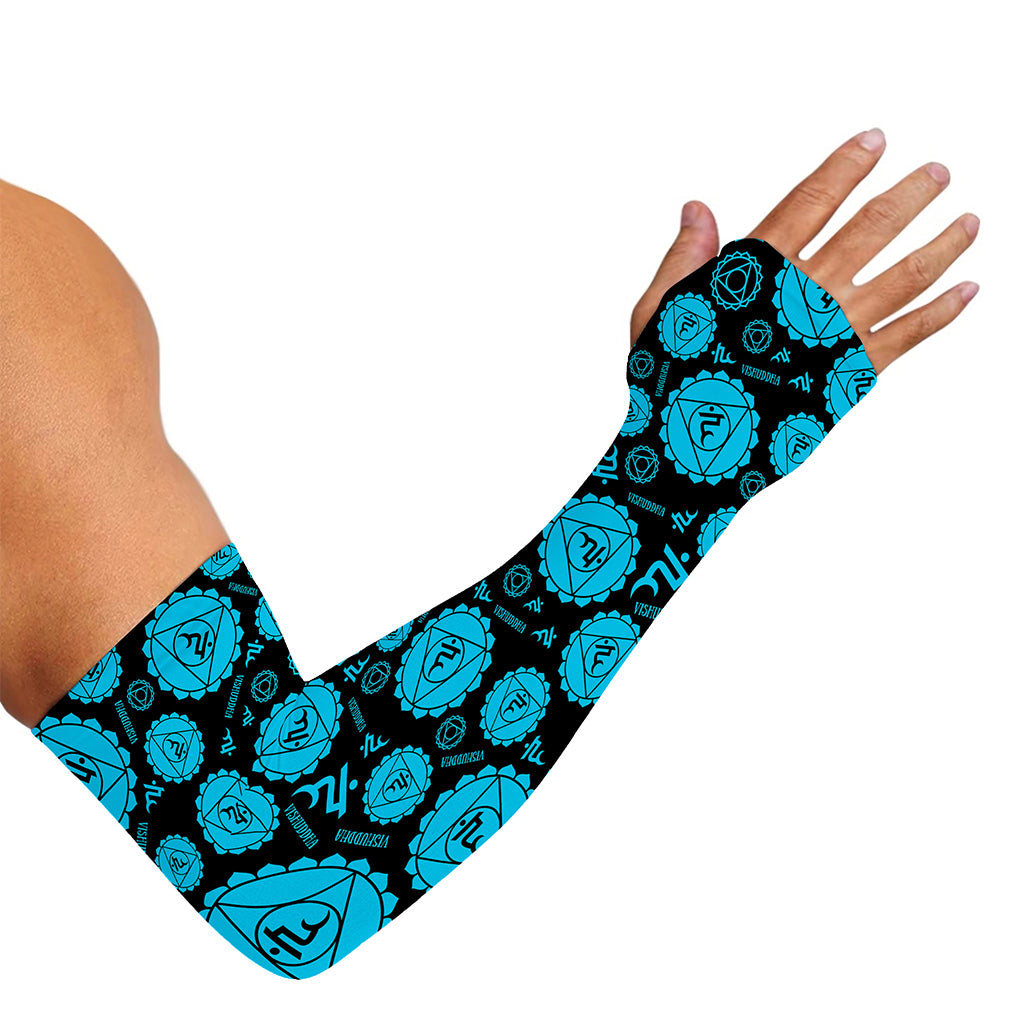 Vishuddha Chakra Pattern Print Sun Protection Arm Sleeves