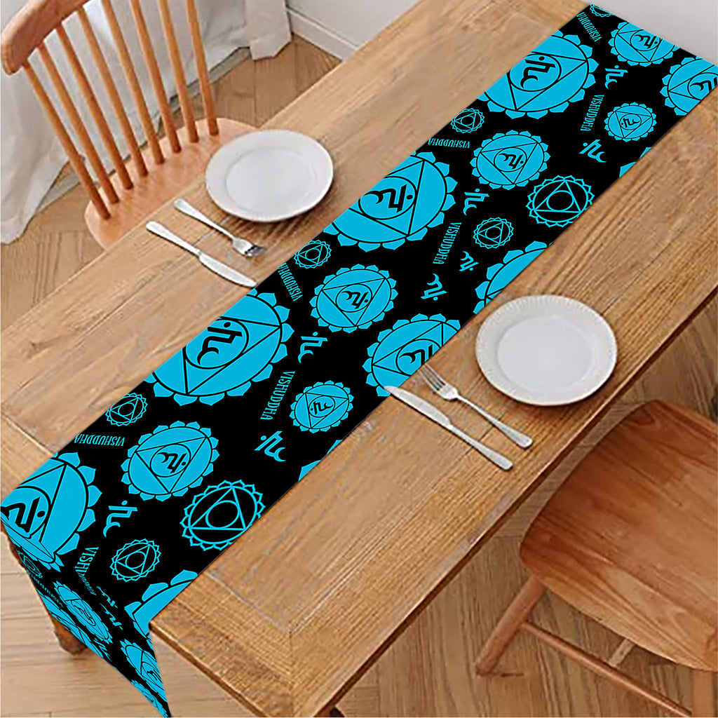 Vishuddha Chakra Pattern Print Table Runner