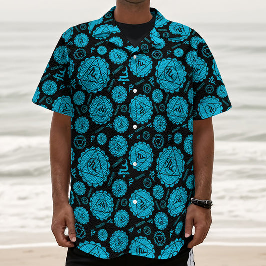 Vishuddha Chakra Pattern Print Textured Short Sleeve Shirt