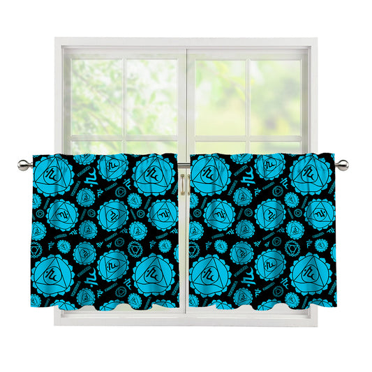 Vishuddha Chakra Pattern Print Tier Curtains