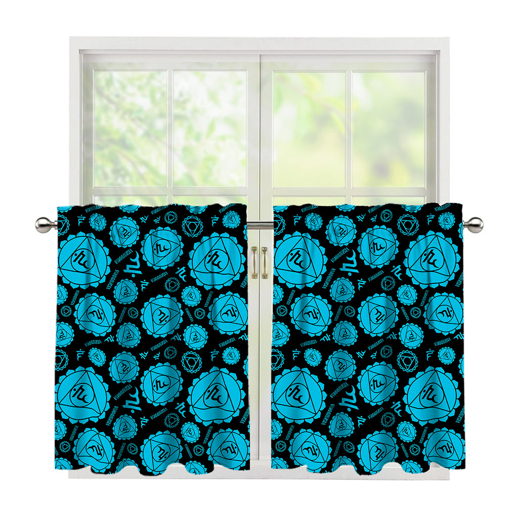 Vishuddha Chakra Pattern Print Tier Curtains