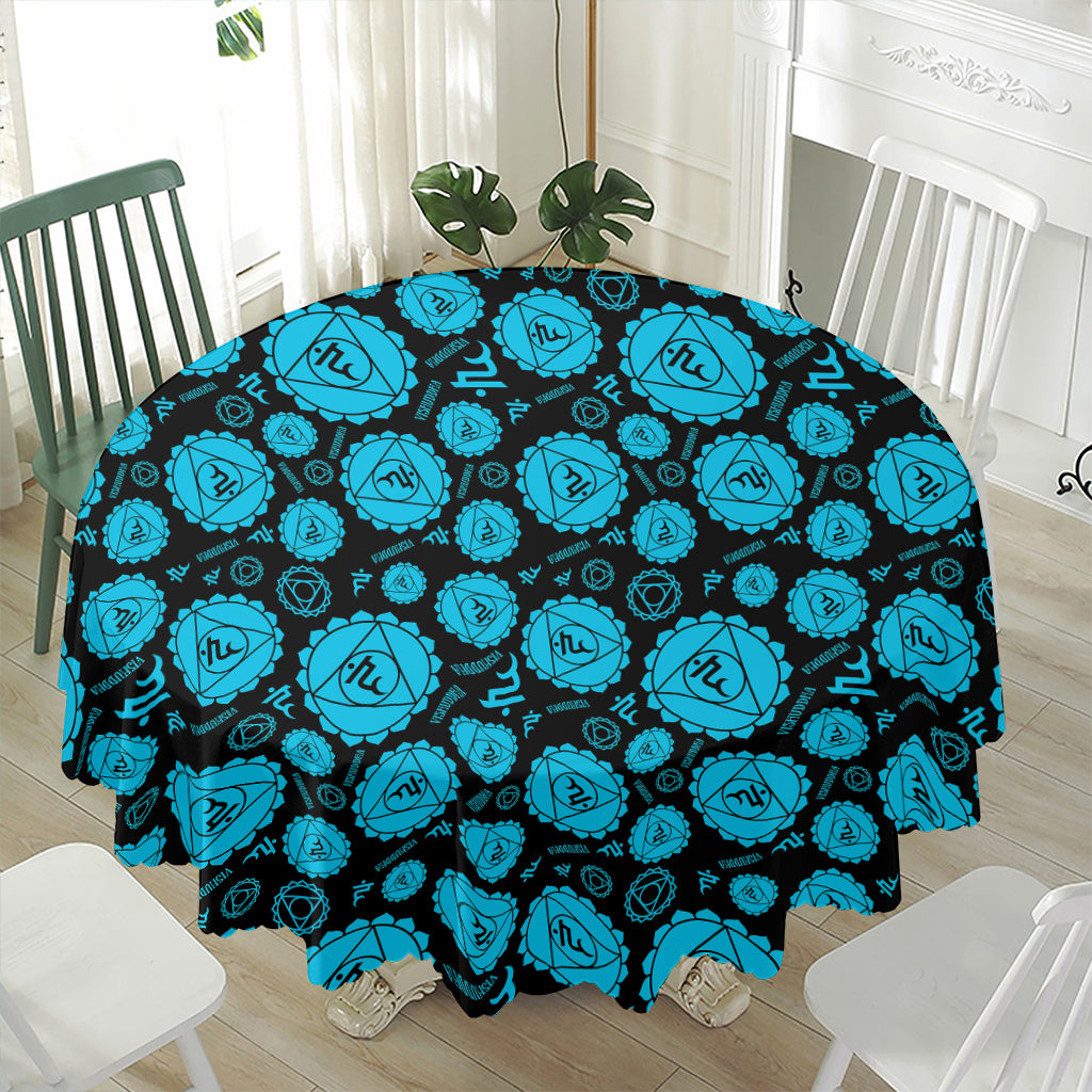 Vishuddha Chakra Pattern Print Waterproof Round Tablecloth