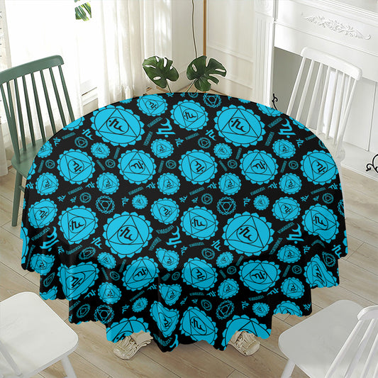 Vishuddha Chakra Pattern Print Waterproof Round Tablecloth