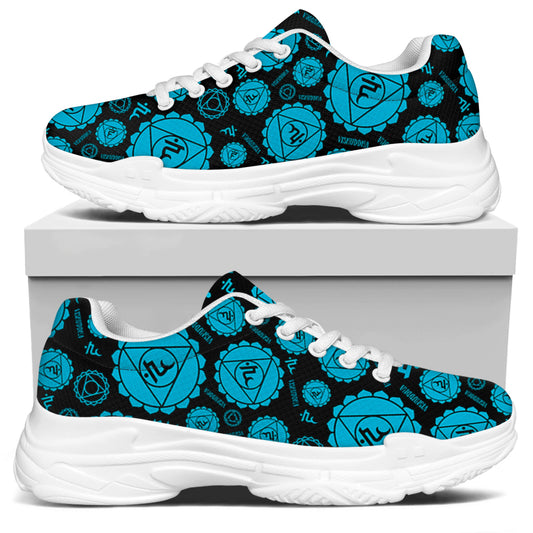 Vishuddha Chakra Pattern Print White Chunky Shoes