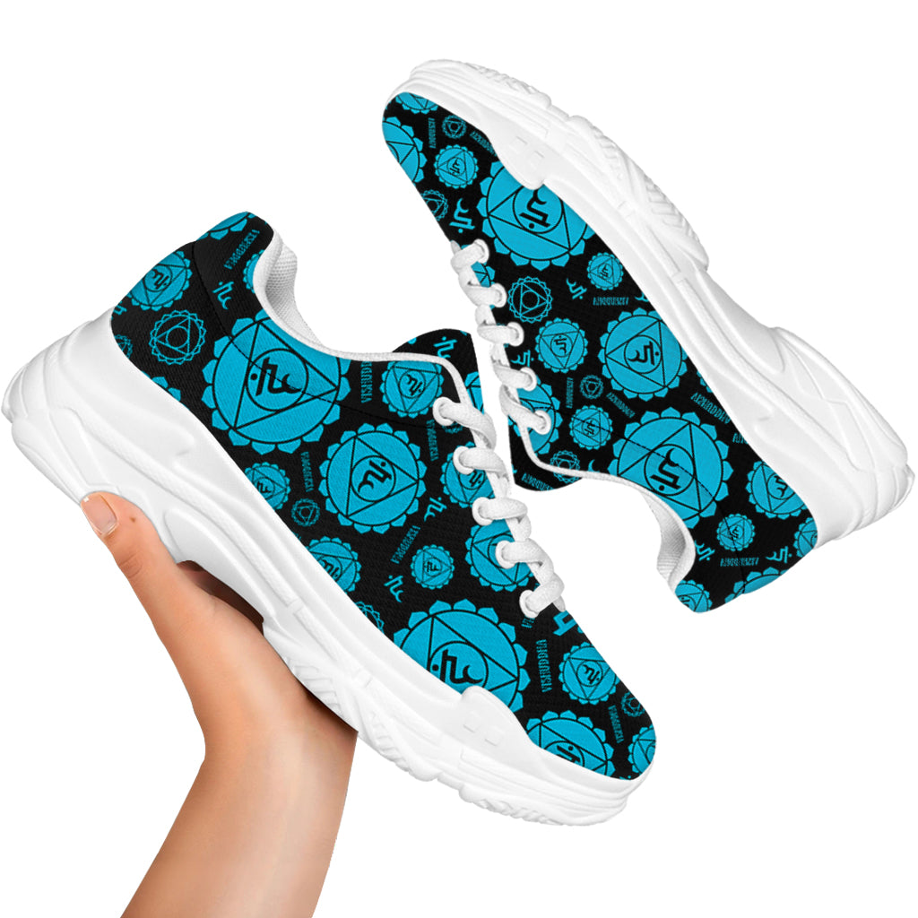 Vishuddha Chakra Pattern Print White Chunky Shoes