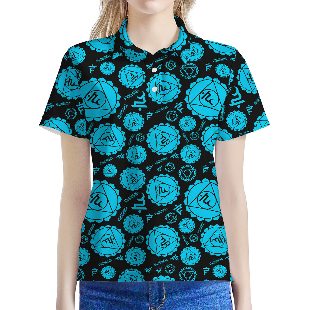 Vishuddha Chakra Pattern Print Women's Polo Shirt