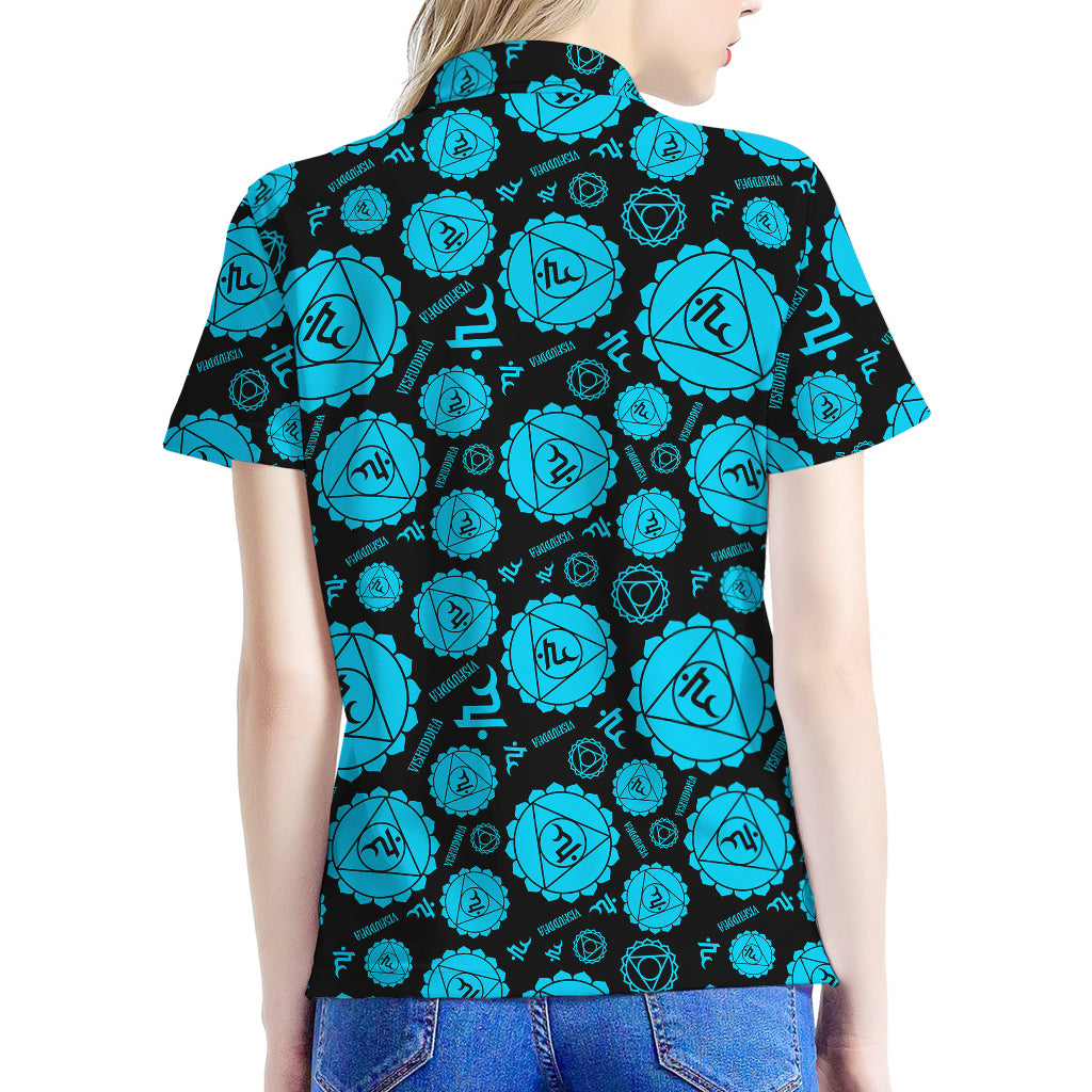 Vishuddha Chakra Pattern Print Women's Polo Shirt