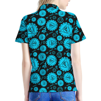 Vishuddha Chakra Pattern Print Women's Polo Shirt