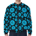 Vishuddha Chakra Pattern Print Zip Sleeve Bomber Jacket