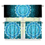 Vishuddha Chakra Spiritual Print 3 Piece Kitchen Curtains