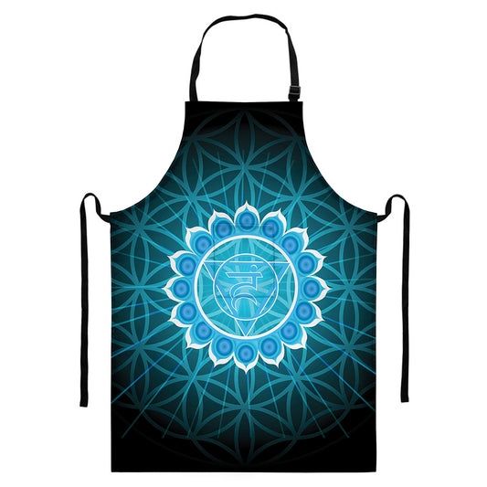 Vishuddha Chakra Spiritual Print Bib Apron With Pocket