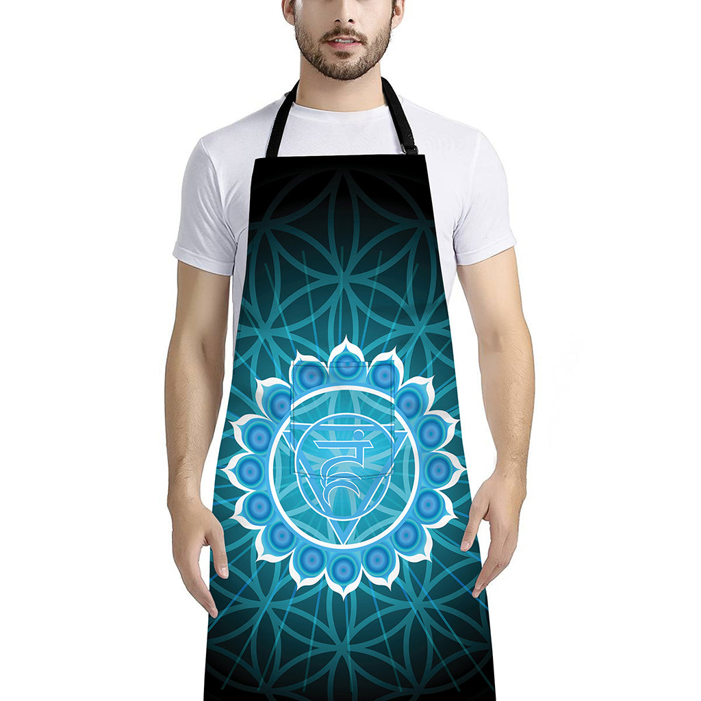 Vishuddha Chakra Spiritual Print Bib Apron With Pocket