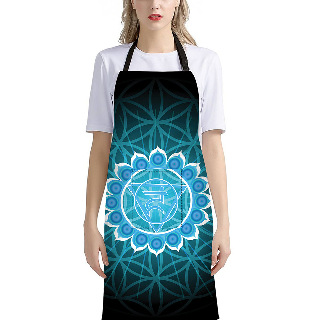 Vishuddha Chakra Spiritual Print Bib Apron With Pocket