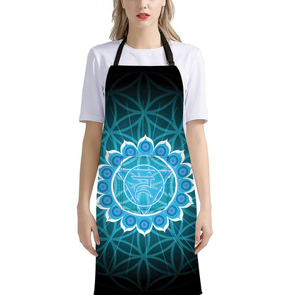 Vishuddha Chakra Spiritual Print Bib Apron With Pocket