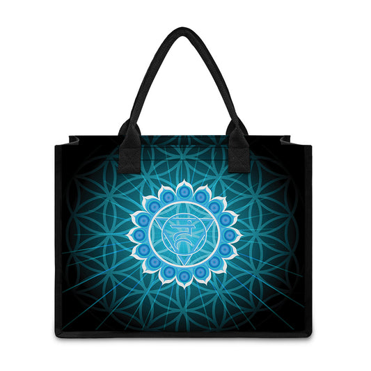 Vishuddha Chakra Spiritual Print Canvas Tote Bag
