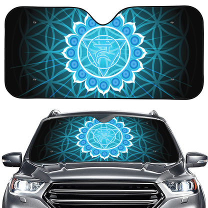 Vishuddha Chakra Spiritual Print Car Windshield Sun Shade