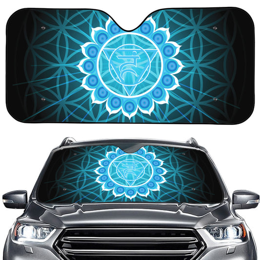 Vishuddha Chakra Spiritual Print Car Windshield Sun Shade