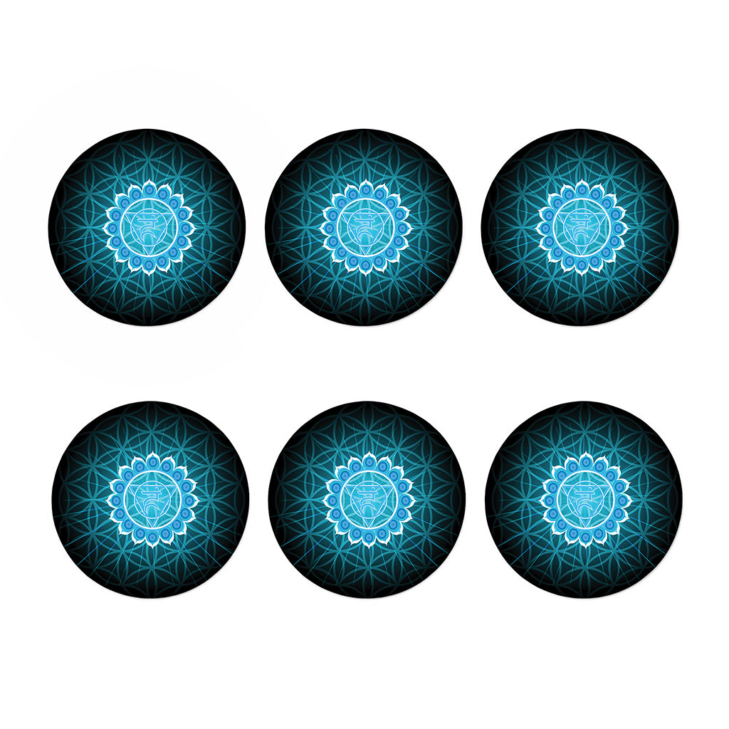 Vishuddha Chakra Spiritual Print Coaster Set